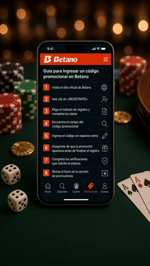 Teléfono con pasos para obtener el código promocional